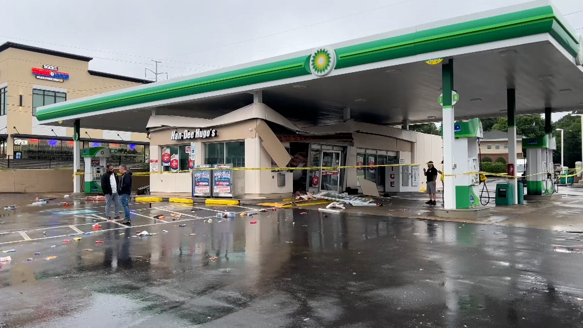 Roof collapses at gas station on Hillsborough Street in Raleigh