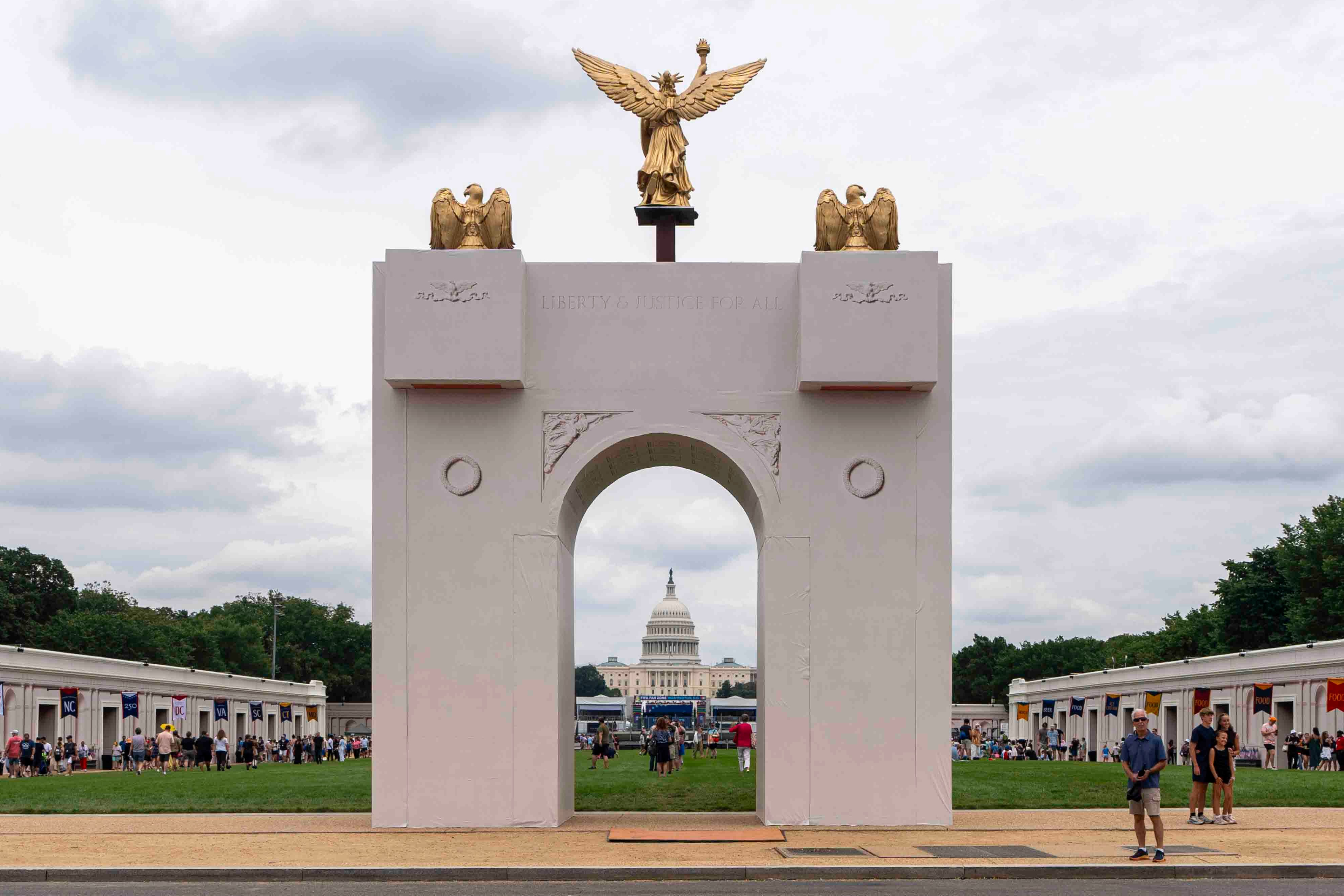 Construction on Trump's 250-foot triumphal arch in D.C. could begin in just two weeks, days after midterm elections; plans omit drones and snipers