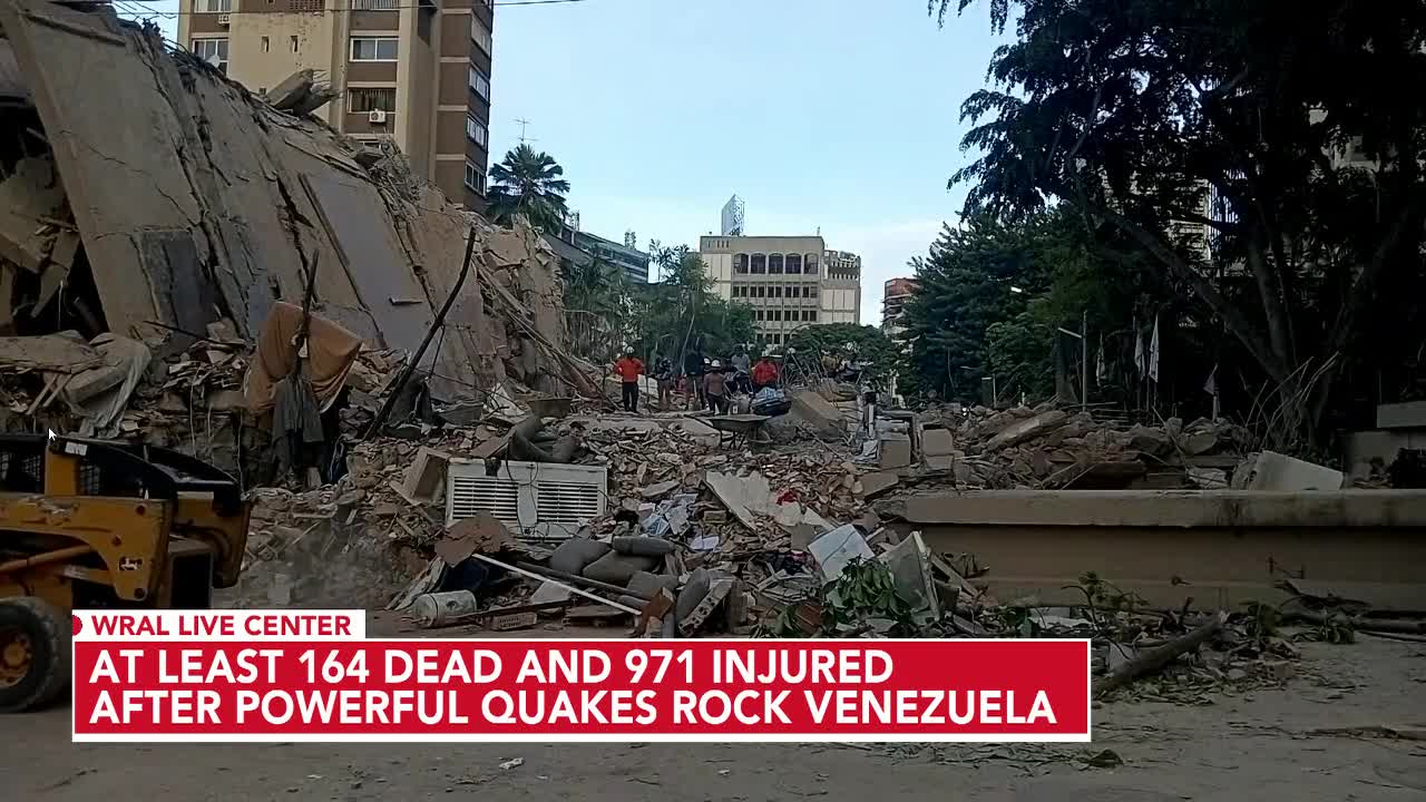 2 powerful quakes hit Venezuela, killing at least 164 and injuring nearly 1,000